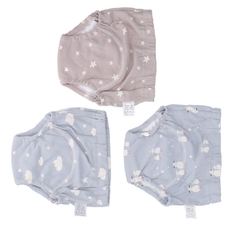 3pcs Baby Absorbent Training Pants Reusable Washable 6 Layers Gauze