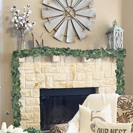 Artificial Eucalyptus Garland Fake Greenery Eucalyptus Vines Silk Hanging Leaves Greenery Garland for Wedding Party Backdrop Arch Wall Decor (Green #013)