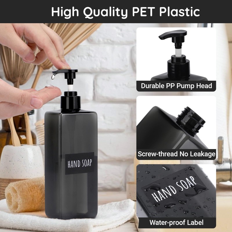 Segbeauty 16.9oz Shampoo Bottles Refillable Pump Bottle, 3pcs Shower Bottle