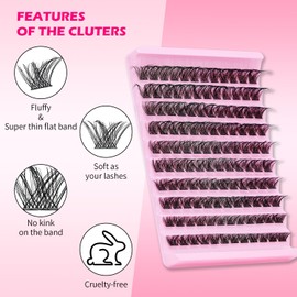 RITALASH Lash Clusters DIY Cluster Lashes Fluffy Volume Eyelash Clusters Eyelash Extensions False Eyelashes Black Individual Lashes Super Thin Lash Band Wispy Lash Extension at Home(Z07,8-16mm)