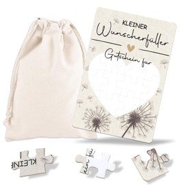JOYEASE 24-teilig Wunscherfüller Gutschein Puzzle mit Baumwoll-Säckchen, Gutschein zum selber ausfüllen - Geburtstagskarte, personalisierte Geschenke für Freundin Frauen Männer, Geburtstagsgeschenk