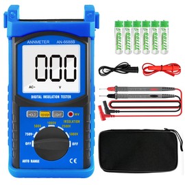 Digital Insulation Resistance Tester - Voltage Testing Range 5000V, Meg ohmmeter Insulation Resistance 200G ohms, Auto Ranging Voltmeter with HV Indication (ANNMETER AN-6688B)