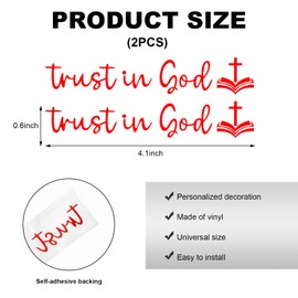 DXNQ 2 PCS Trust in God Rearview Mirror Decals, Automotive Vinyl Rear View Mirror Decorative Stickers, Waterproof Trust in God Stickers for Car Truck Laptop, Car Accessories (Red,Style 2)