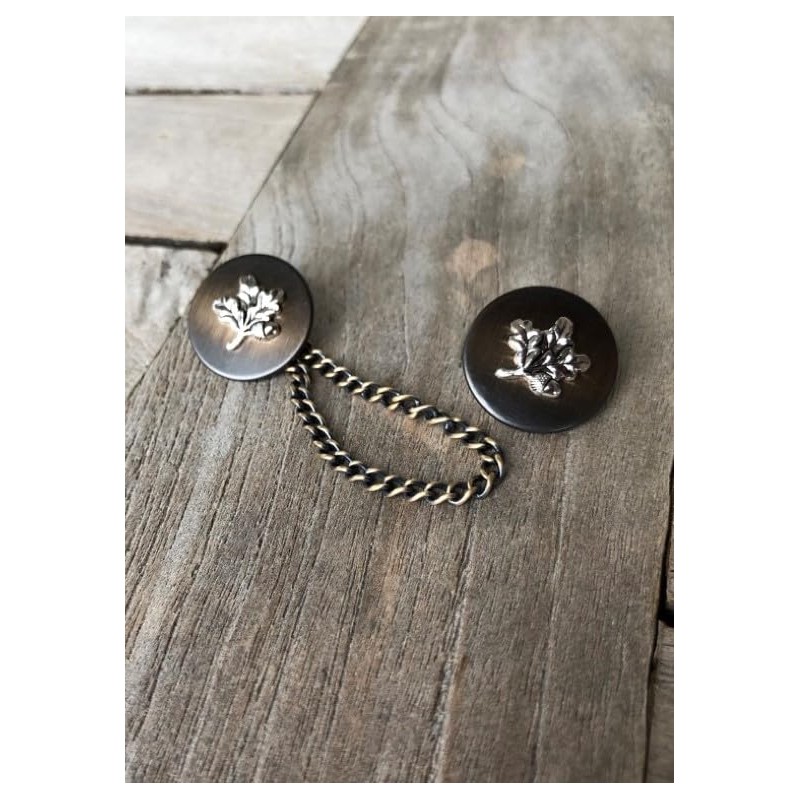 Silver Oak Branch on Bronze Brass Gold Antique Metal Buttons