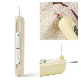 2 in 1 Automatic Needle Threaders Seam Ripper, Thread Master Compact Seam Ripper Threader, Stretchable Easy Seam Rippers for Sewing, for Hand Sewing Supplies (Warm White)