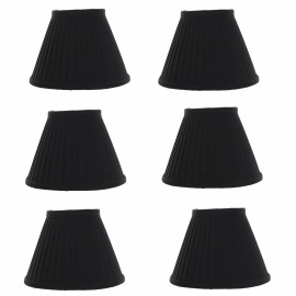 Upgradelights Silk Side Pleat 5 Inch Black with Gold Chandelier Shade Mini Clip on Set of 6