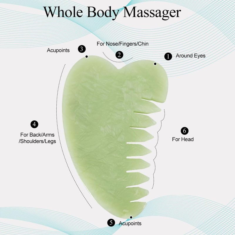 Gua Sha Comb Jade, Natural Guasha Stone Jade Guasha Comb
