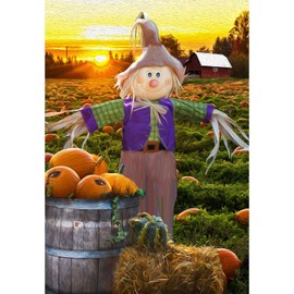 America Forever - Bandera de jardín con espantapájaros sonrientes, bienvenida, cosecha de otoño, calabazas, celebración, otoño, bandera decorativa de doble cara, 12.5 x 18 pulgadas