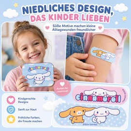 [ Test SEHR GUT, Note 1.1 *] Cinnamoroll Cerotti per Bambini Prodotto Licenziato - Scatola in Metallo da 24 Cerotti - Design Colorato Custodia Porta per Bambini