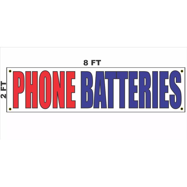 SSI PHONE BATTERIES Banner Sign 2x8 cell smart pawn
