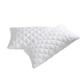 4AS Quilted Pillow Protectors 48x74cm – 100% Cotton, Breathable, Zipped Pillow cases 2-Pack (White)