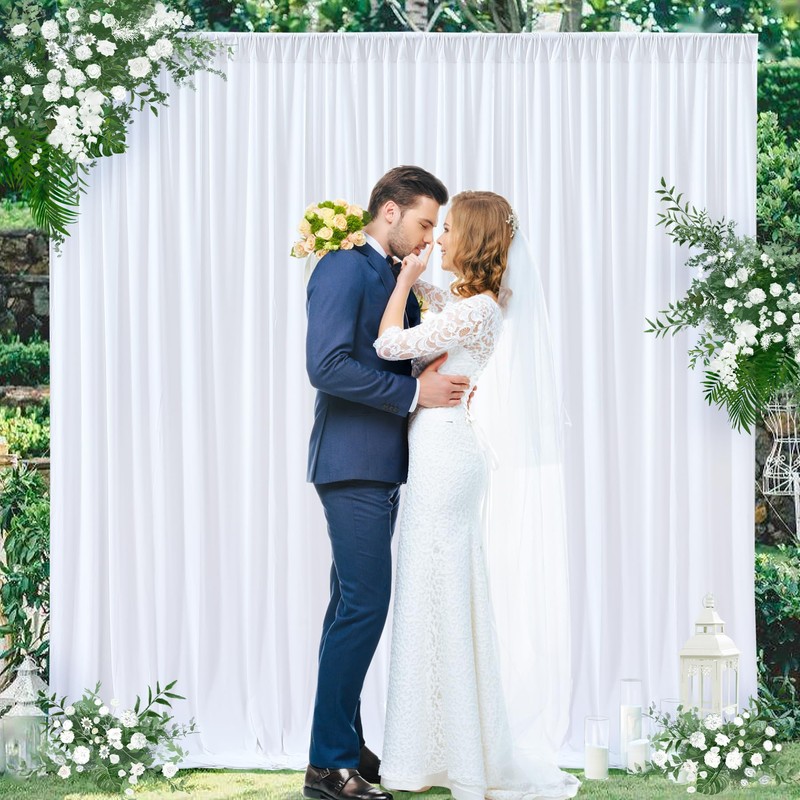10 x 8FT White Backdrop Curtains for Wedding Drapes for