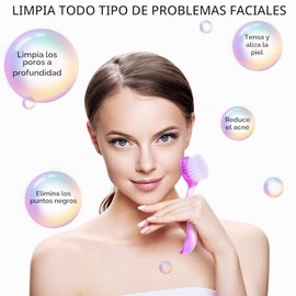 3 cepillos de limpieza facial con mango acrílico, exfoliante facial de cerdas suaves, cepillo exfoliante facial exfoliante para el cuidado de la cara,