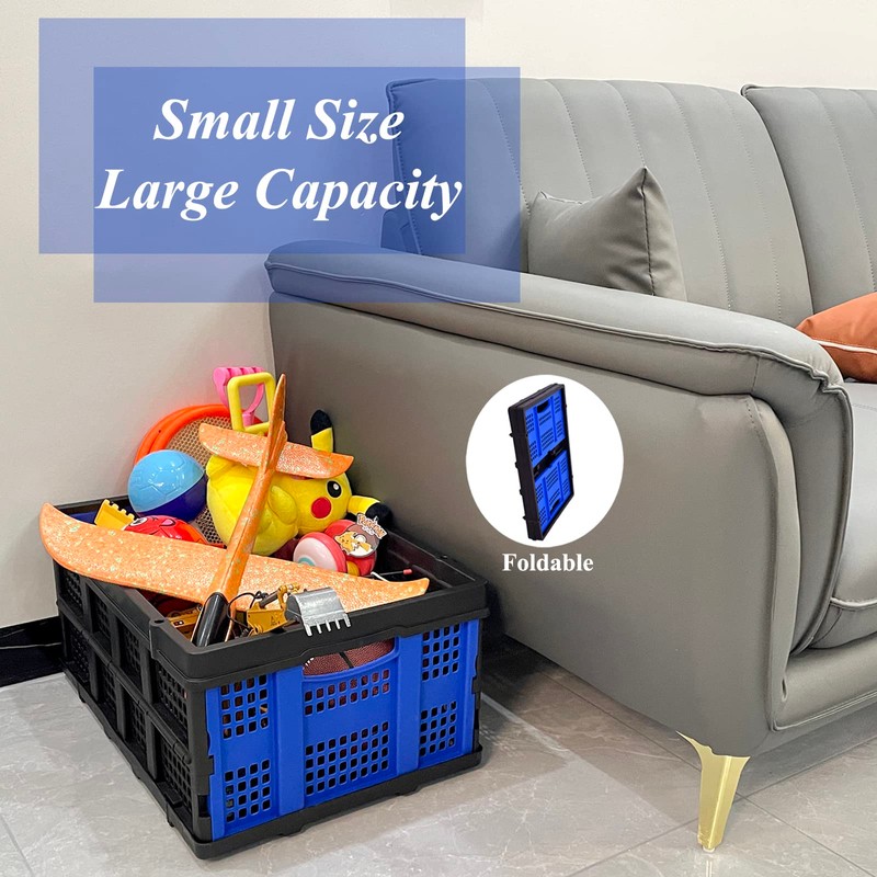 49L Plastic Storage Basket, Foldable Storage Bin Organizer, Stackable Folding