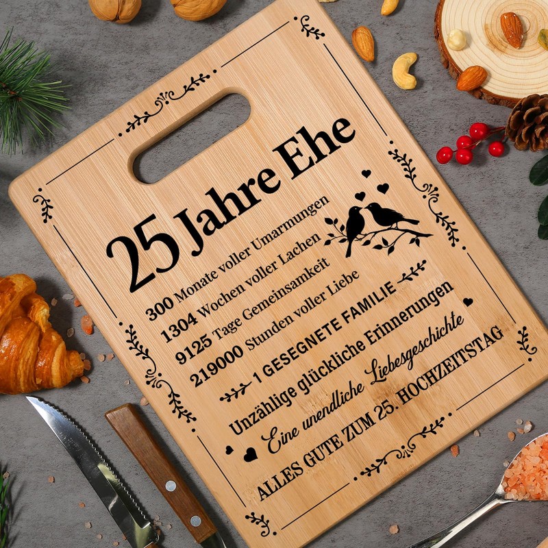 Joyvado Silver Wedding Anniversary Gifts, Bamboo Chopping Board to Celebrate