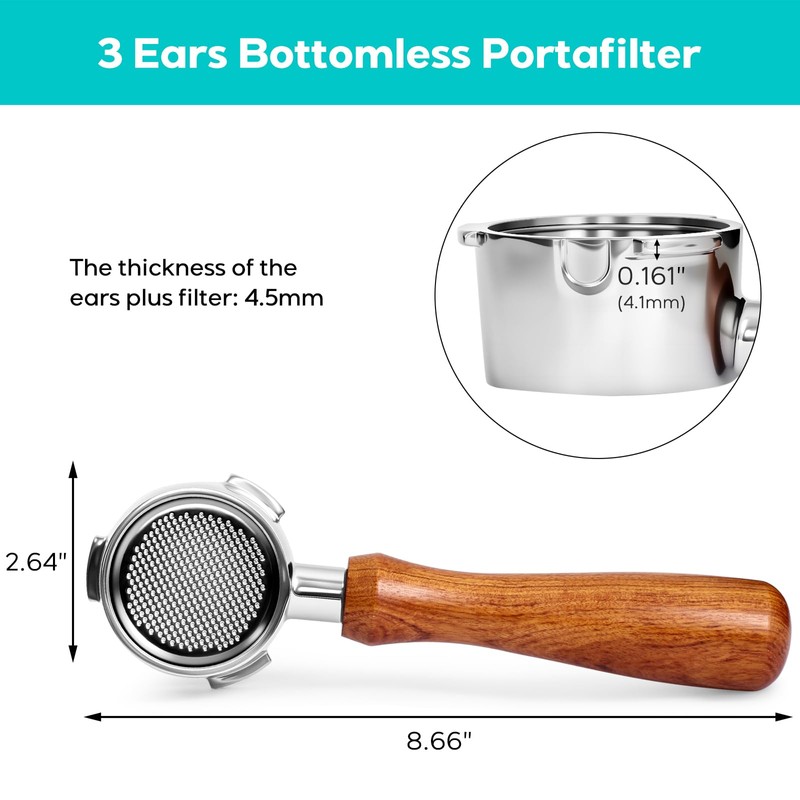 CASABREWS 51mm Bottomless Portafilter with Puck Screen & Filter Basket,