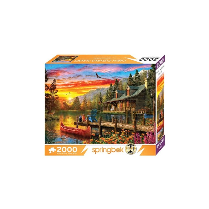 Springbok's Cabin Evening Sunset 2000 Piece Puzzle for Adults Featuring