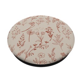 Beige Brown Wildflower Aesthetic Flower Pattern PopSockets Adhesive PopGrip