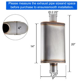 Floshine Universal 409 Stainless Muffler Straight-Through Performance Muffler Exhaust, center in | center out (2.25")