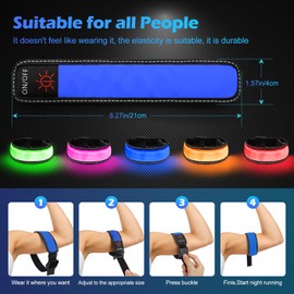 LED Armband for Running, Rechargeable Running Lights for Runners, 1 Pack Glow in The Dark LED Wristband for Sports Events, Reflective Gear Light Up Armbands for Night Safety (Blue)