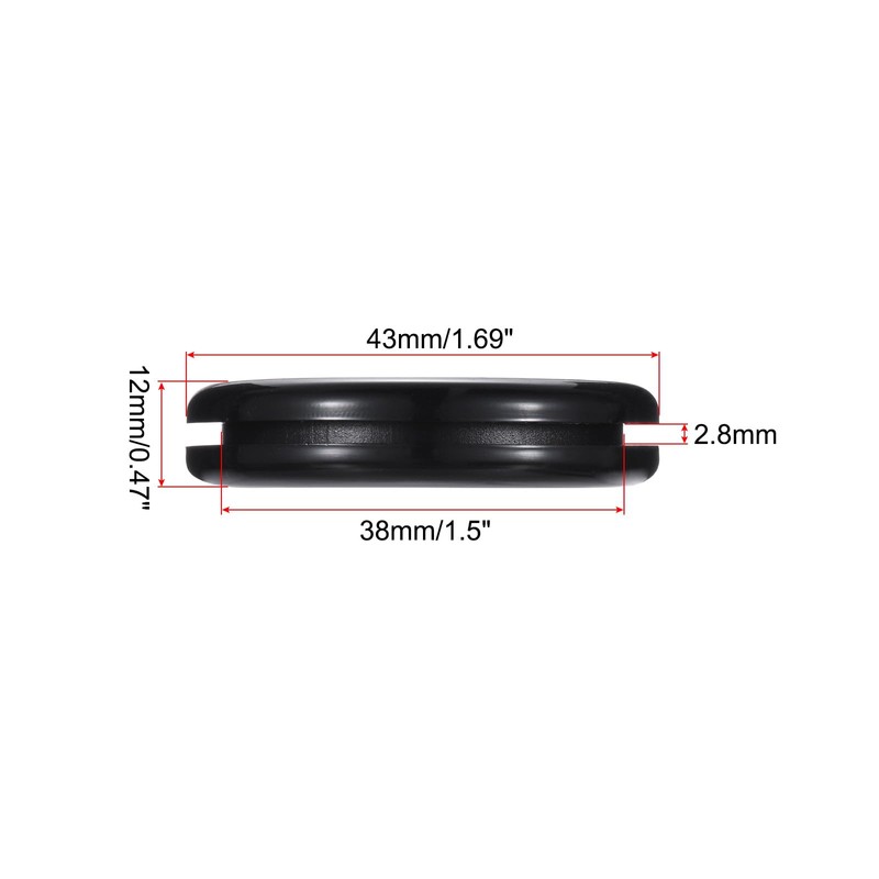 QUARKZMAN Rubber Sleeve Round Mounted on Both Sides, Diameter 38