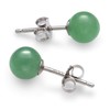 Sterling Silver Natural Green Jade Round Stud Earrings (6mm)