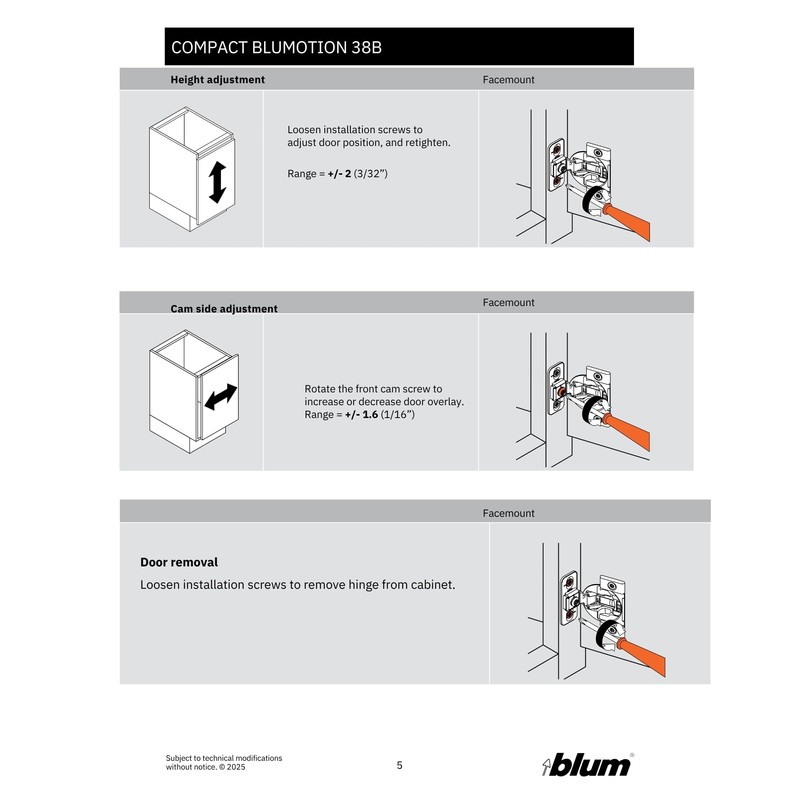 Blum Compact Soft-Close Bluemotion Variable 1-3/8" Overlay Hinge (4 Hinges)