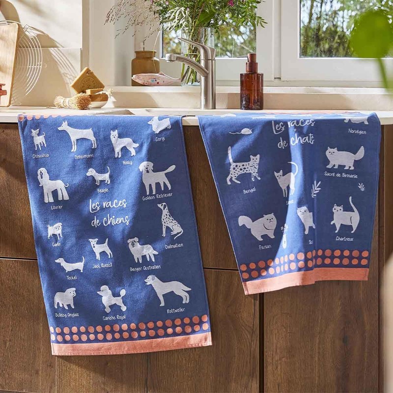 Coucke Printed Cotton Tea Towel 50 x 75 cm Cat