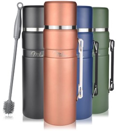 Milu Thermos Flask 1 L - Thermos Flask with Handle - Insulated Stainless Steel Drinking Bottle - 100% Leak-Proof, Double Wall Insulation (Rose Gold, 1000 ml)