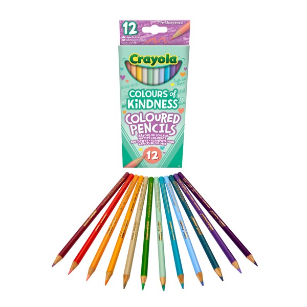 CRAYOLA Colours of Kindness Pencils - Assorted Colours (Pack of 12) | Colours That Represent Good Feelings | Ideal for Kids Aged 3+