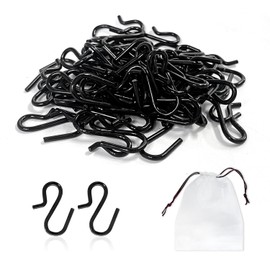 TAFACE 120 Pieces Mini S Shaped Hooks Rustproof Metal Hooks Kitchen Hooks Reusable Suitable for Bathroom Kitchen Bedroom (Black)