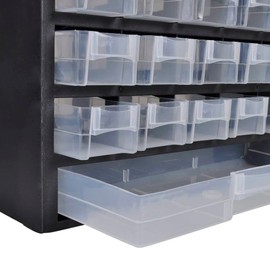vidaXL 41-Drawer Plastic Storage Cabinet Tool Box - Transparent Black Wall-Mountable Organizer for Machine Components/Accessories/DIY Materials