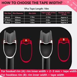 BUCKLOS - Tubeless rim tape 17/19/21/23/25/28/30/32/35mm wide x 10m long, bicycle wheel rim tape suitable for MTB/road/gravel bikesCarbon wheel