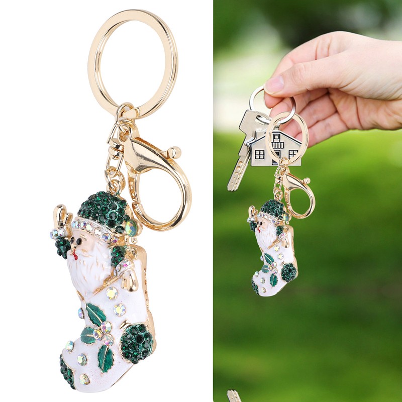 2Pcs Santa Keychain Pendant Cute Stylish Fahionable Decorative Hanging OrnamentsGreen