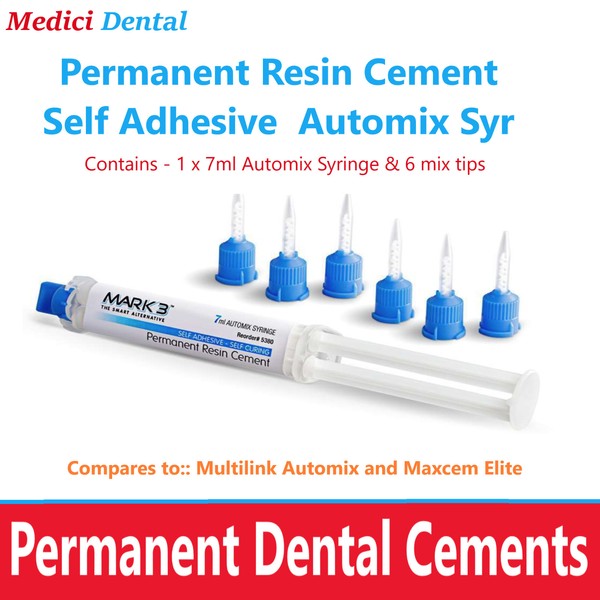 Mark3 Dental Permanent Resin Cement, Self Adhesive 7 ml Automix