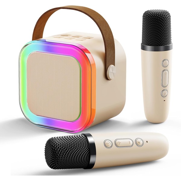 Karaoke Machine for Kids,Portable Bluetooth Speaker with 2 Wireless Microphones,