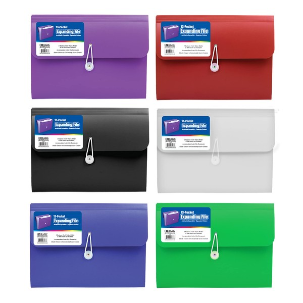 BAZIC Expanding File Folder 13 Pockets w/A-Z Tab Monthly Tabs,