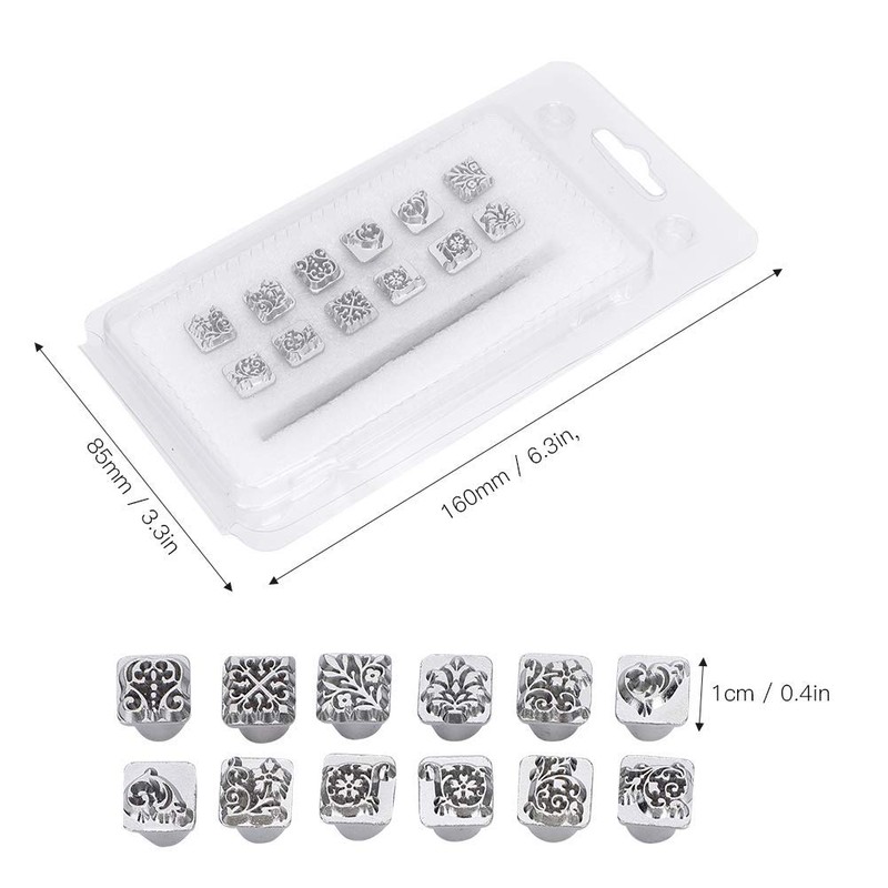 Cikonielf 12 Piece Leather Stamp, Leather Embossing Stamp Set, Leather