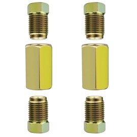 TUBPRO 2 Sets of 3/16” Brake Line Tubing Unions (Connectors) with 4 Nuts (3/8 – 24 Threads), Brake Line Fittings Tool Kit for Automotive & Motorcycle Repairs