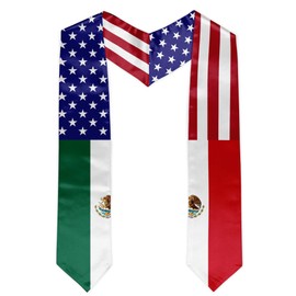 BMHHTM USA Mexico Mixed Flag Graduation Stole 72" Mexican Flag Graduation Sash for Graduate
