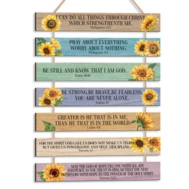 HPNIUB Bible Verse Wood Sign,Sunflower Christian Wall Art,Bible Verse Wooden Plaques(1.5"x12"),Farmhouse Bible Sign,Inspirational Plaque Sign for Home,Farmhouse,Kitchen,Office Decor