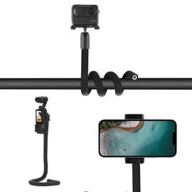 Gooseneck Flexible Twist Camera Mount for DJI Action 5 Pro Insta 360 GO 3/3S, Phone Clamp Holder Tripod Stand Neck Holder Selfie Stick Pole for GoPro Hero 13/12/11/10/9/8 Golf Cart