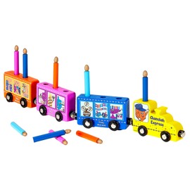 Rite Lite Hanukkah Train Menorah With Removable Wooden Candles | Colorful Chanukah Gifts, Decorations, Centerpiece, Jewish Holiday Party Favors Decor 16.50" L