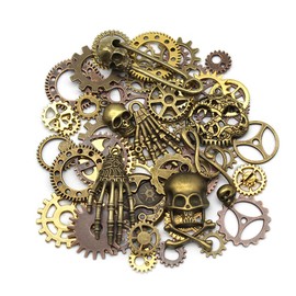 Mila-Amaz Antique Metal Skeleton Steampunk Pendant, Charms, Watch, Gear, Metal Pendant, for Jewellery Crafts