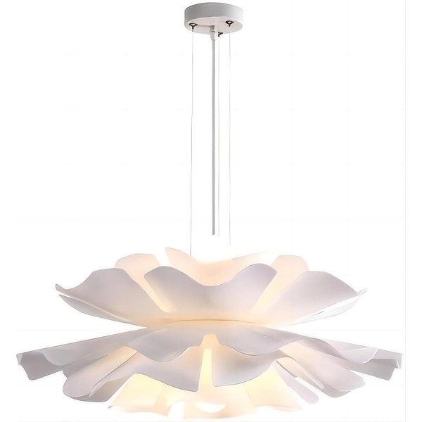 LIGHTLAND 2-Lights Acrylic Flower Pendant Light, Modern Minimalist Creative Hanging