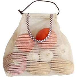 Wall Hanging Reusable Storage Mesh Bag Hollow Breathable Vegetable Net Tote Bag for Fruit,Garlics,Potatoes,Onions or Garbage Bag (Khaki, One Size)