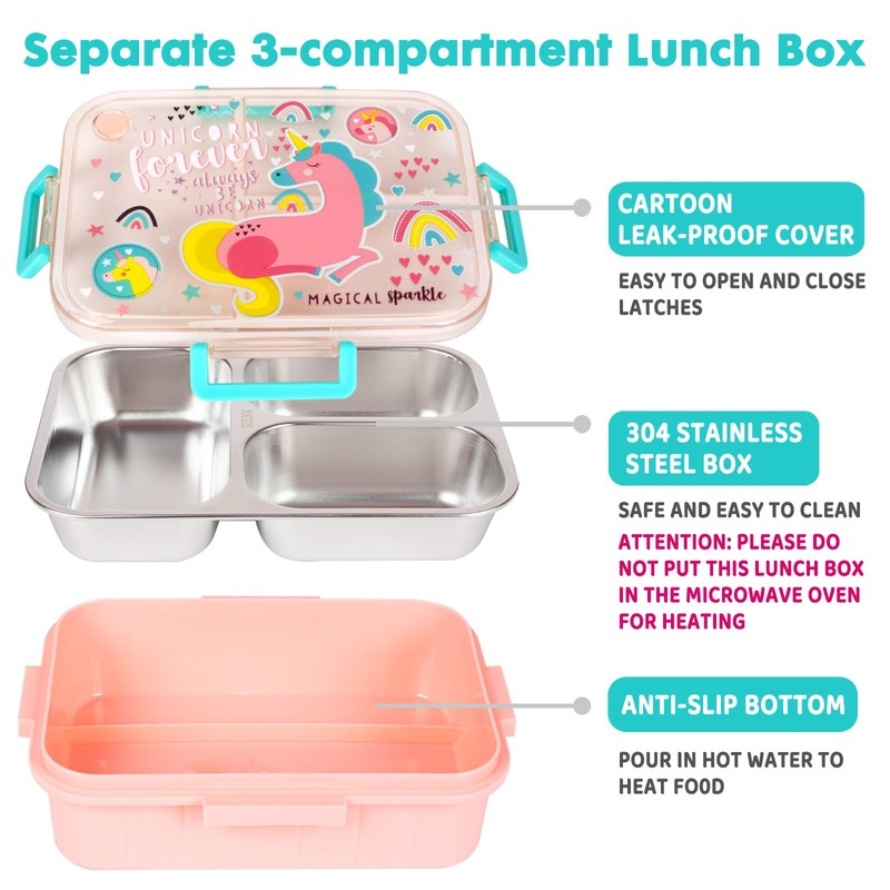 PinkSheep Bento-Lunchbox aus Edelstahl für Kinder (Unicorn-2)
