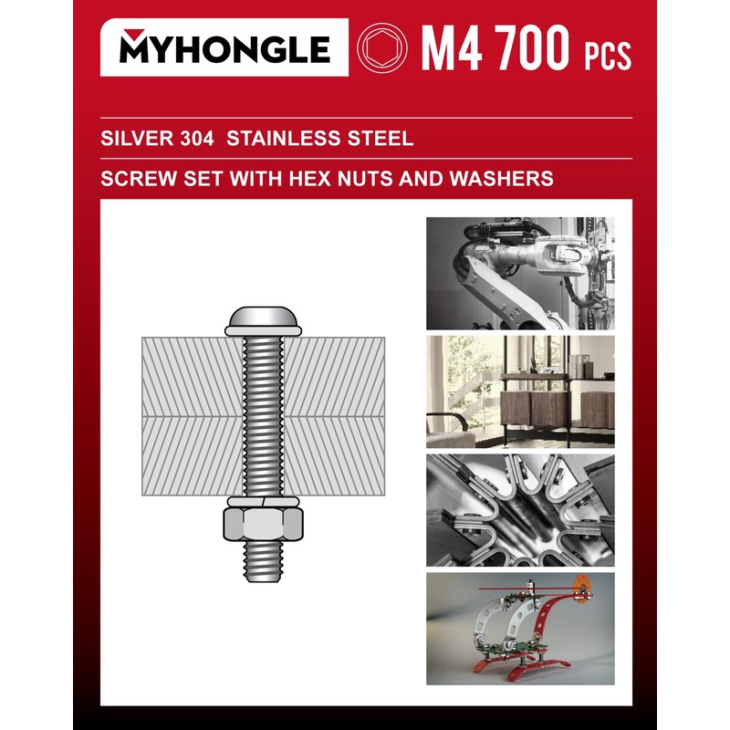 700 Pcs M4 Screws Set, Bolts and Nuts, Assorted Nuts