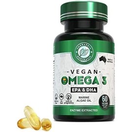 Vegan Omega 3 softgels (60 count) - Ultra Pure Omega 3 from Marine Algae, Enzyme Extracted, NO Mercury, Independently Tested - 500mg DHA and 300mg EPA per serving of 2 capsules