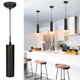 DAKASON Black Pendant Light, LED Modern Pendant Light Fixture for Kitchen Island, Industrial Pendant Lighting for Dining Room, Vintage Chandelier to Decor Living Room, Hallway (1Pack)